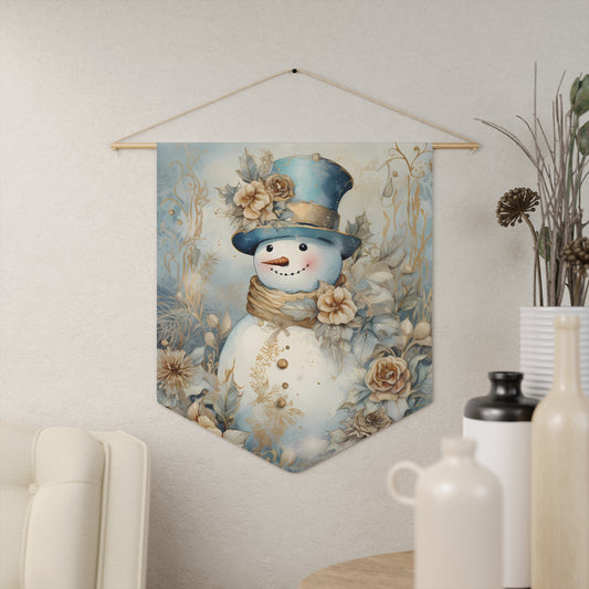 Vintage Floral Snowman Pennant Wall Banner — Winter Holiday Home Decor