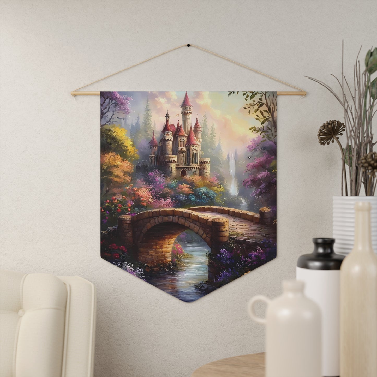 Fairy Tale Castle Pennant Wall Hanging — Enchanted Landscape Banner