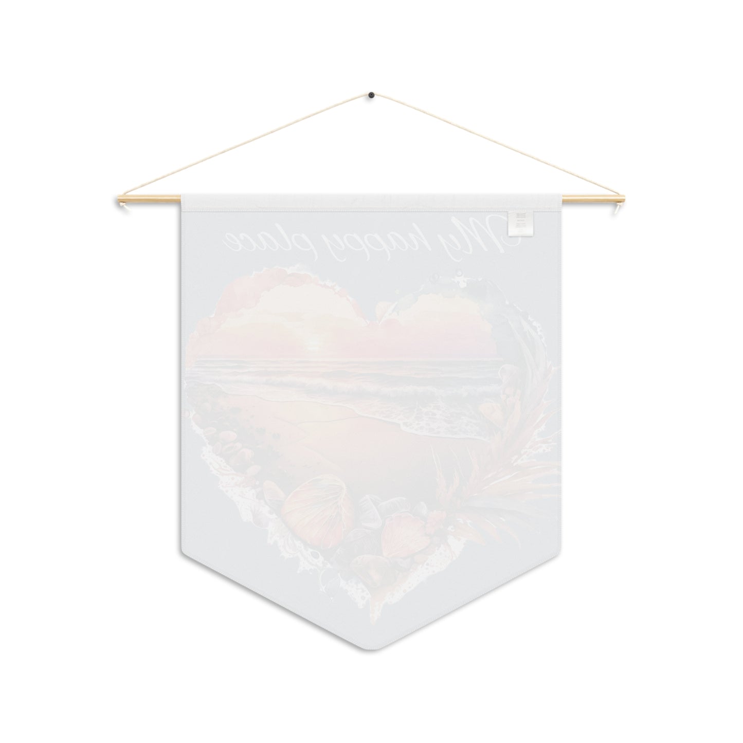 My Happy Place Beach Pennant Wall Banner — Coastal Heart Sunset Decor