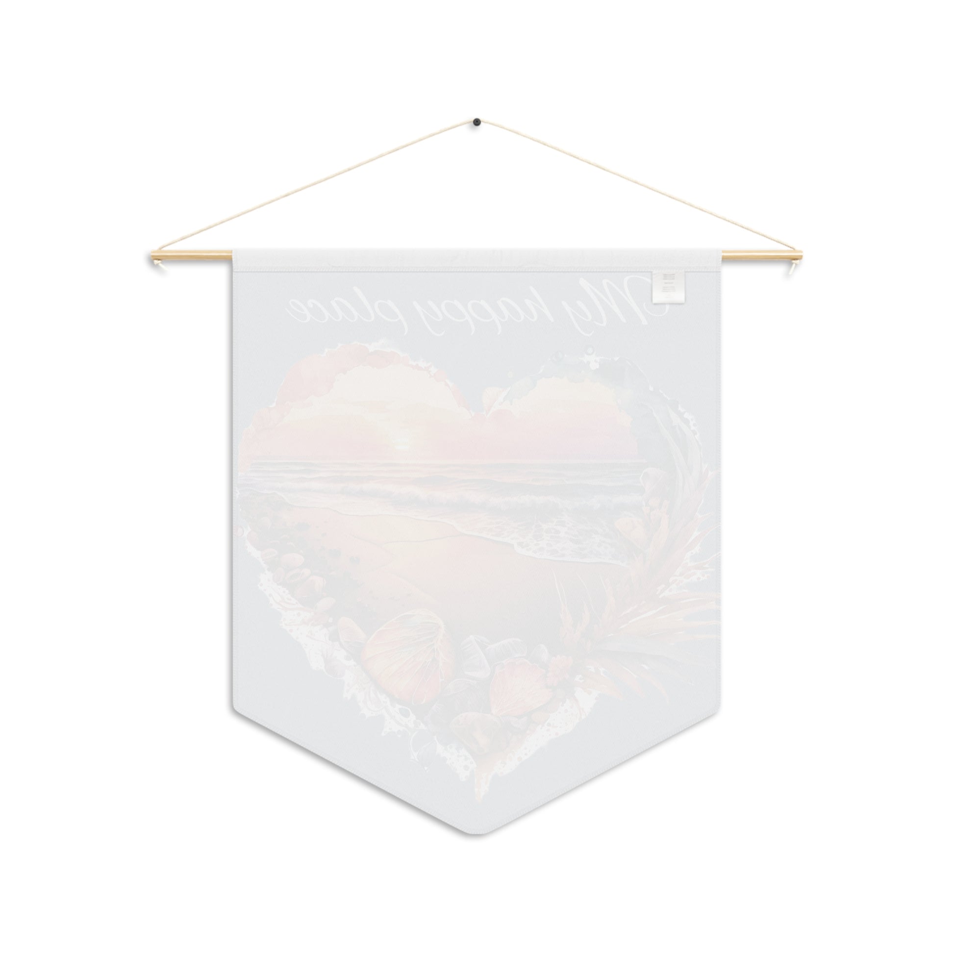 My Happy Place Beach Pennant Wall Banner — Coastal Heart Sunset Decor