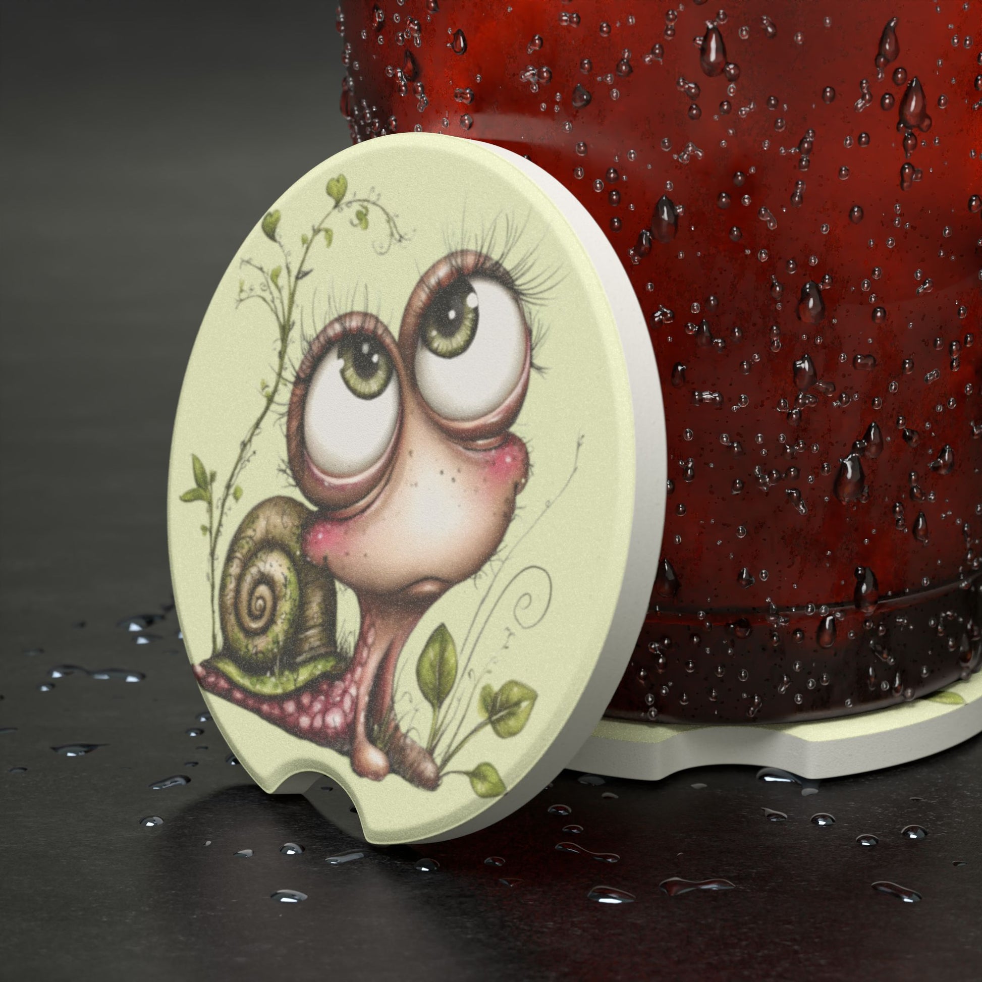 Cute Snail Car Coaster — Soapstone Drink Holder for Cars
