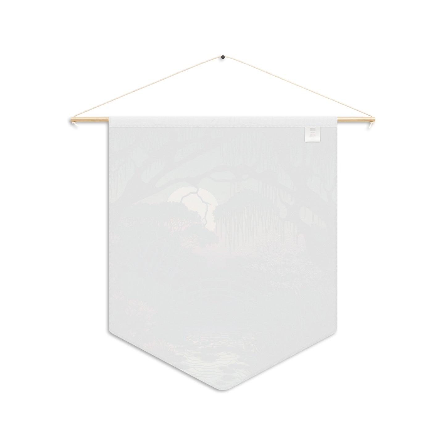 Moonlit Garden Pennant Wall Banner — Serene Bridge & Willow Nightscape
