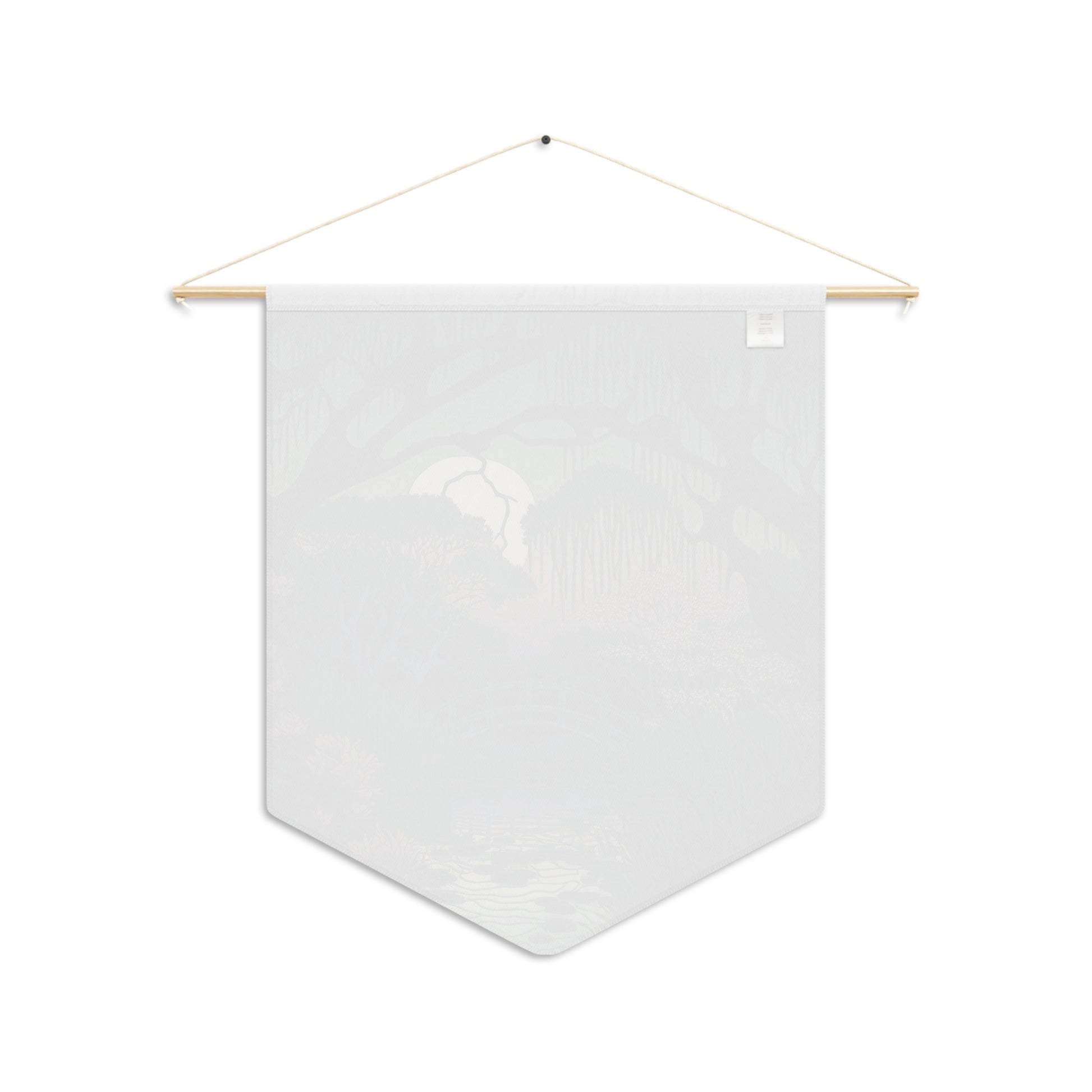 Moonlit Garden Pennant Wall Banner — Serene Bridge & Willow Nightscape