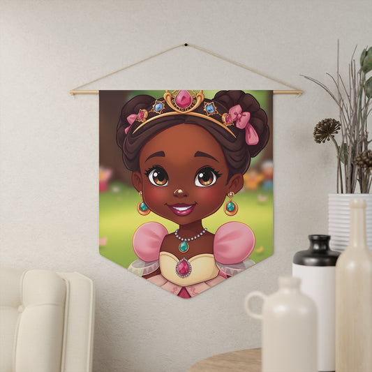 Princess Wall Pennant — Cute Black Princess Nursery Banner for Kids’ Room, Birthday & Playroom Decor
