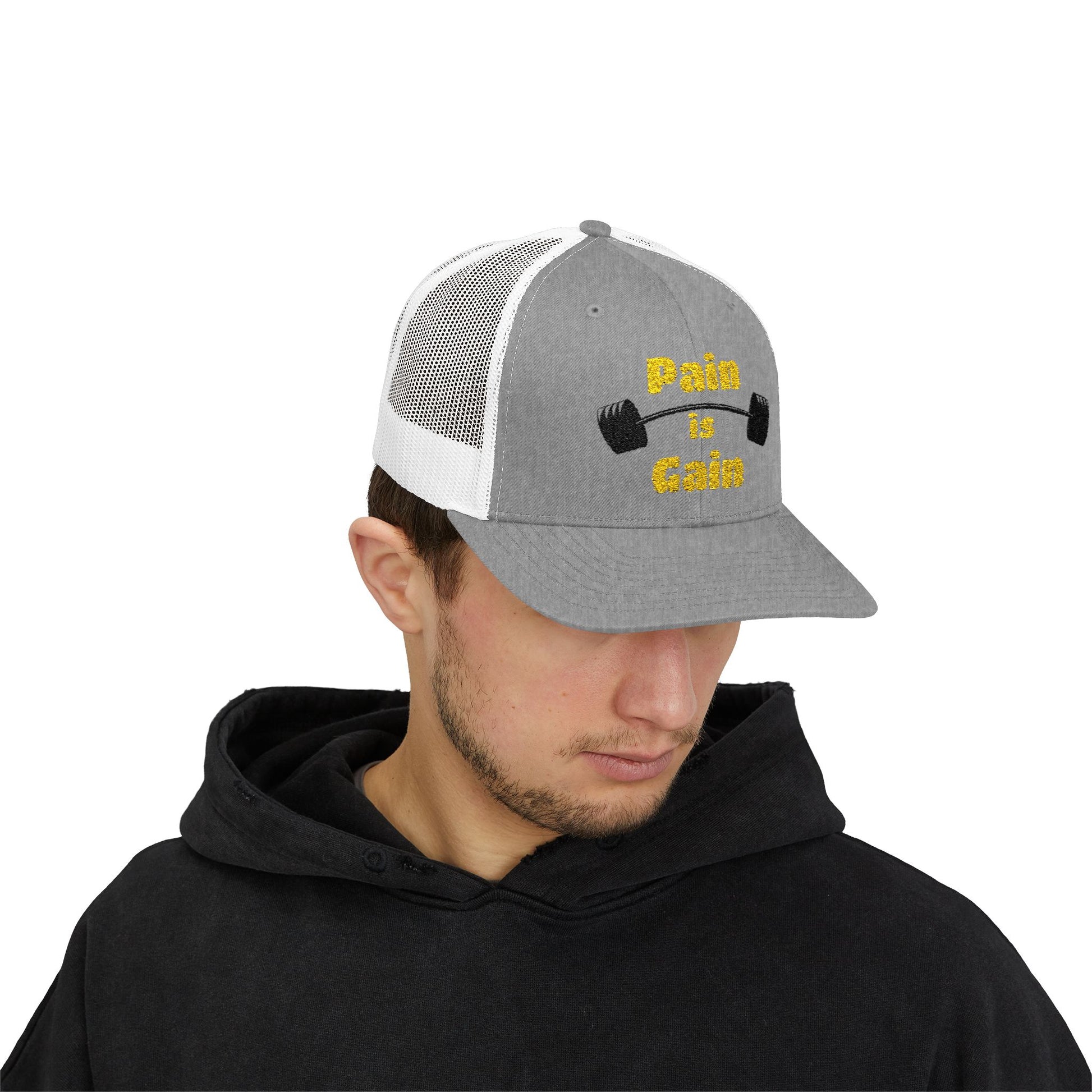 "Pain is Gain" Snapback Trucker Cap-Gym Workout Hat