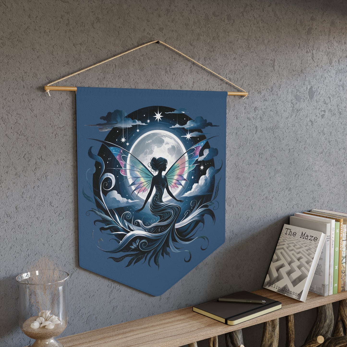 Moonlight Fairy Pennant — Mystical Night Sky Wall Banner