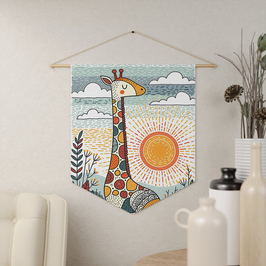 Giraffe Sunrise Pennant Wall Banner — Whimsical Nursery Or Kid's Room Decor