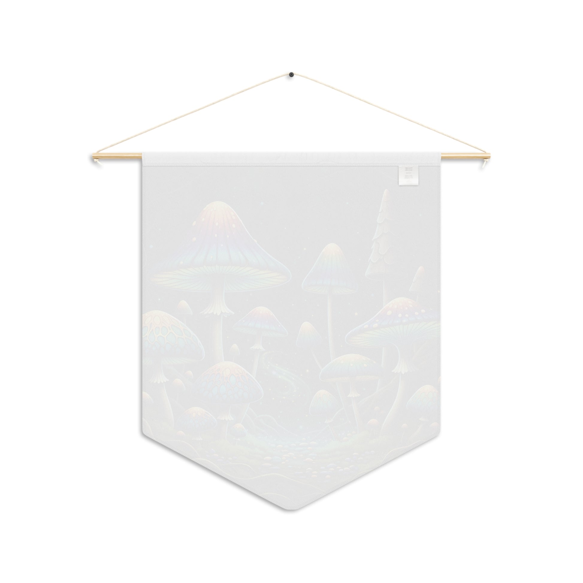 Magical Mushroom Forest Pennant – Psychedelic Rainbow Fungi Wall Banner