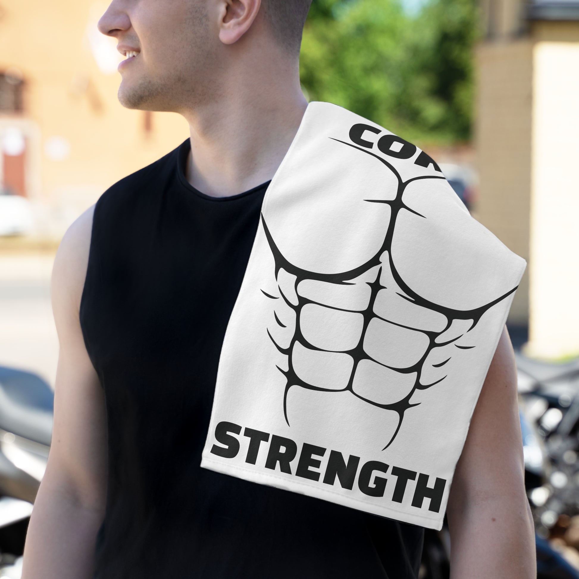 Core Strength Gym Towel – Gym Workout Abs Design, 11x18