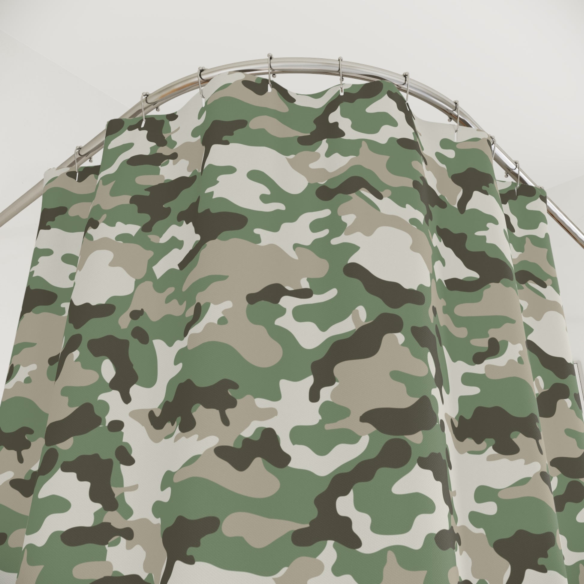 Camo Shower Curtain-green with brown border