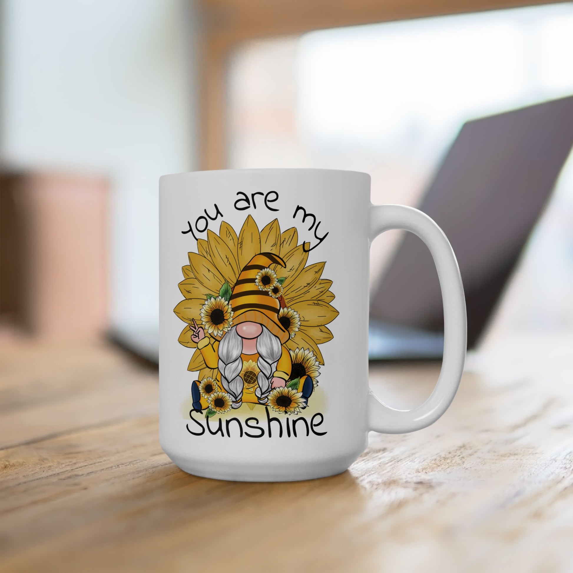 Sunflower Gnome Ceramic Mug - "You Are My Sunshine"