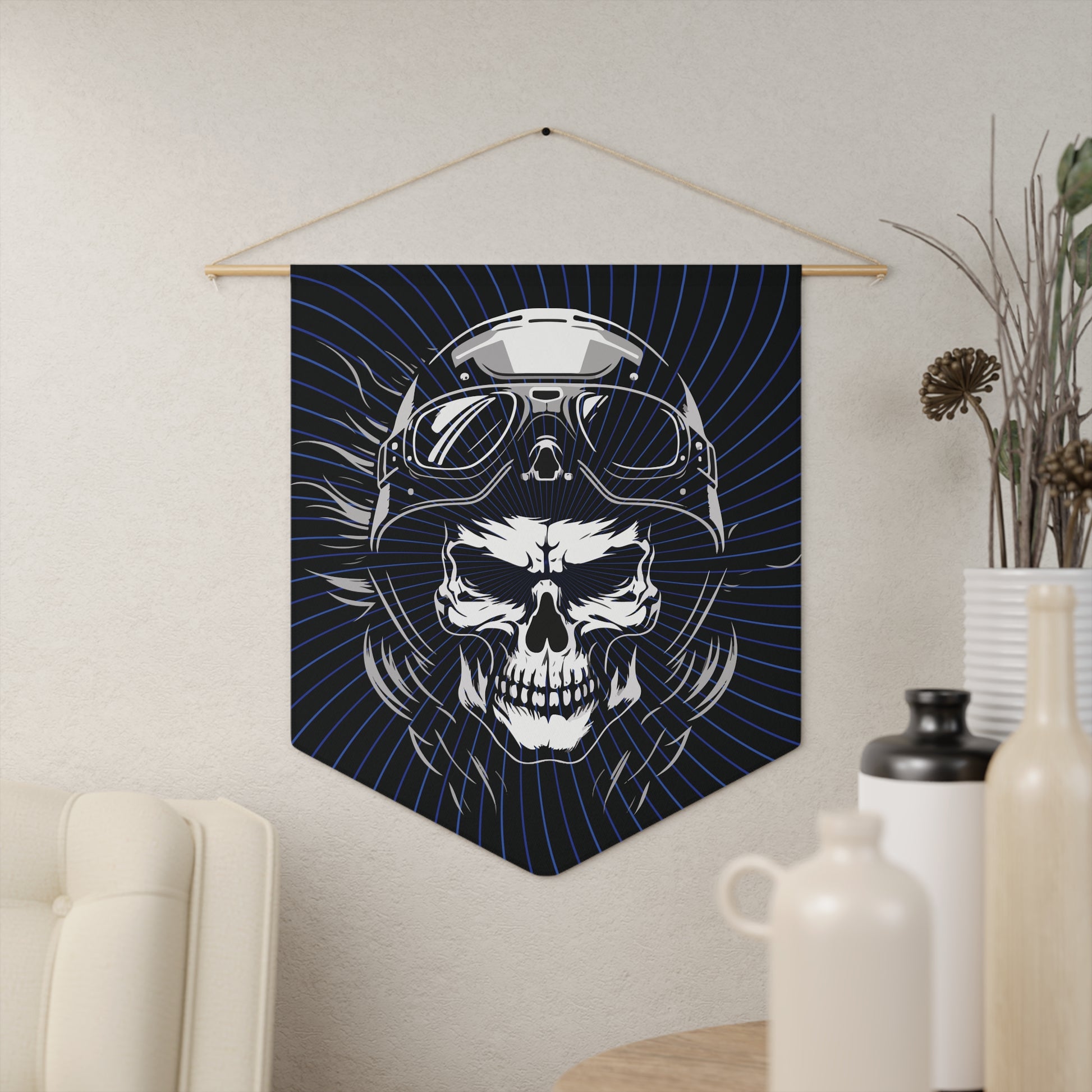 Skull Biker Helmet Pennant