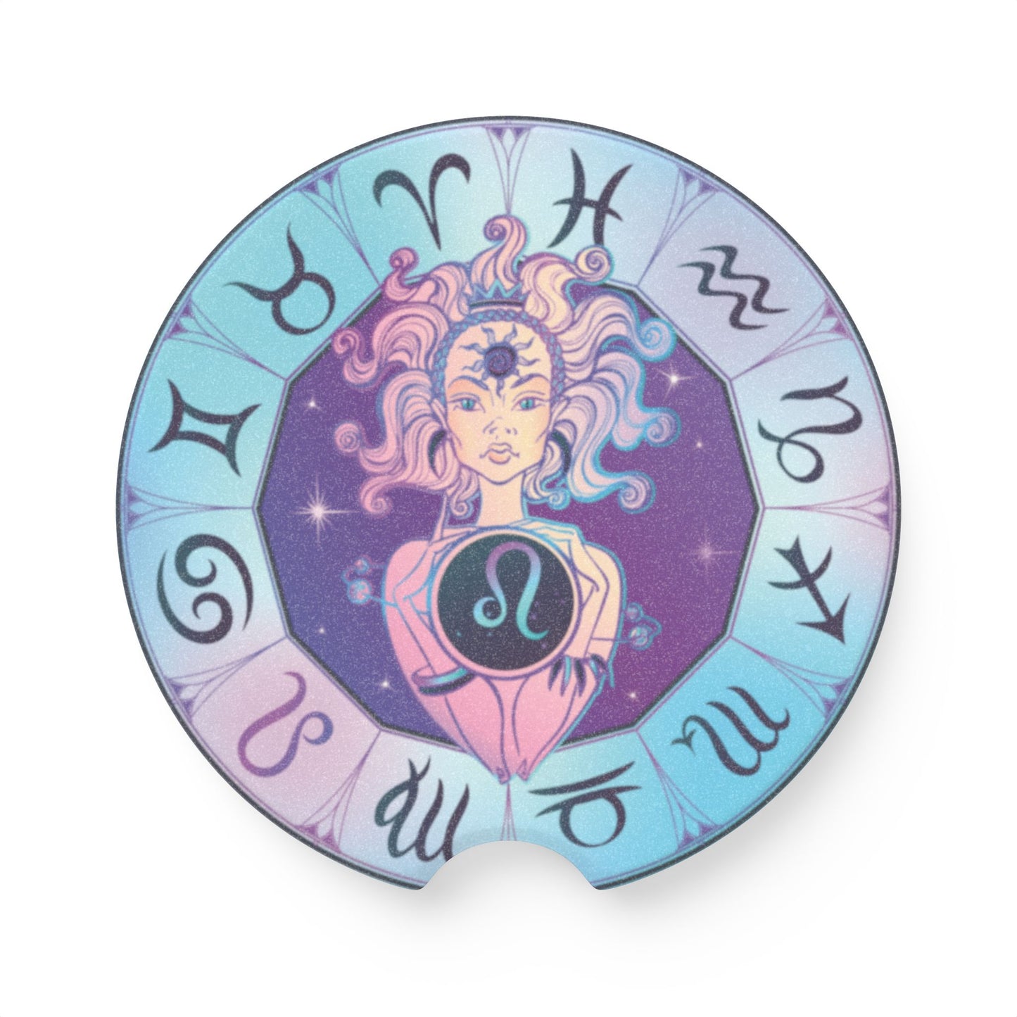 Zodiac Leo Car Coaster — Astrological Soapstone Drink Holder