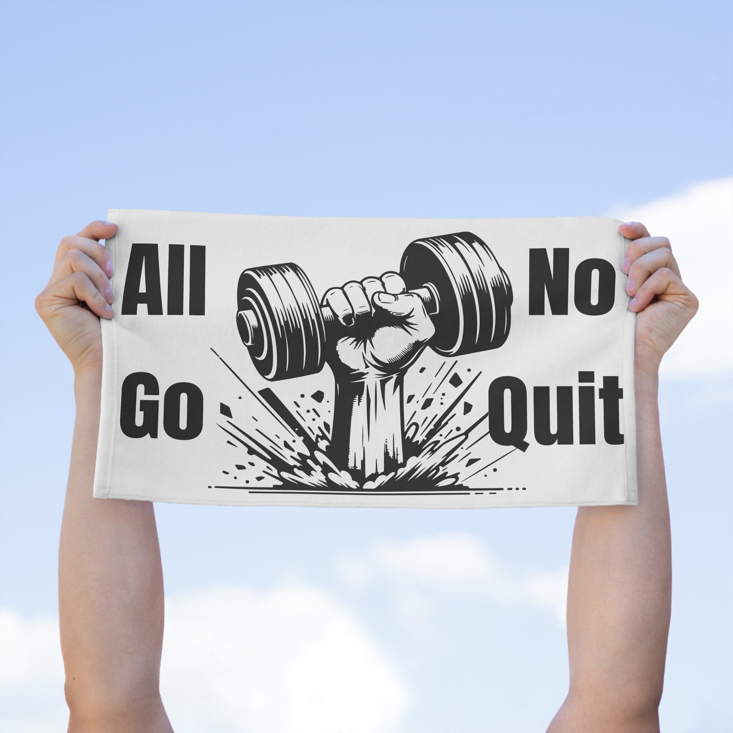 Gym Towel – 'All Go No Quit' Gym Motivational Workout Towel (11x18)