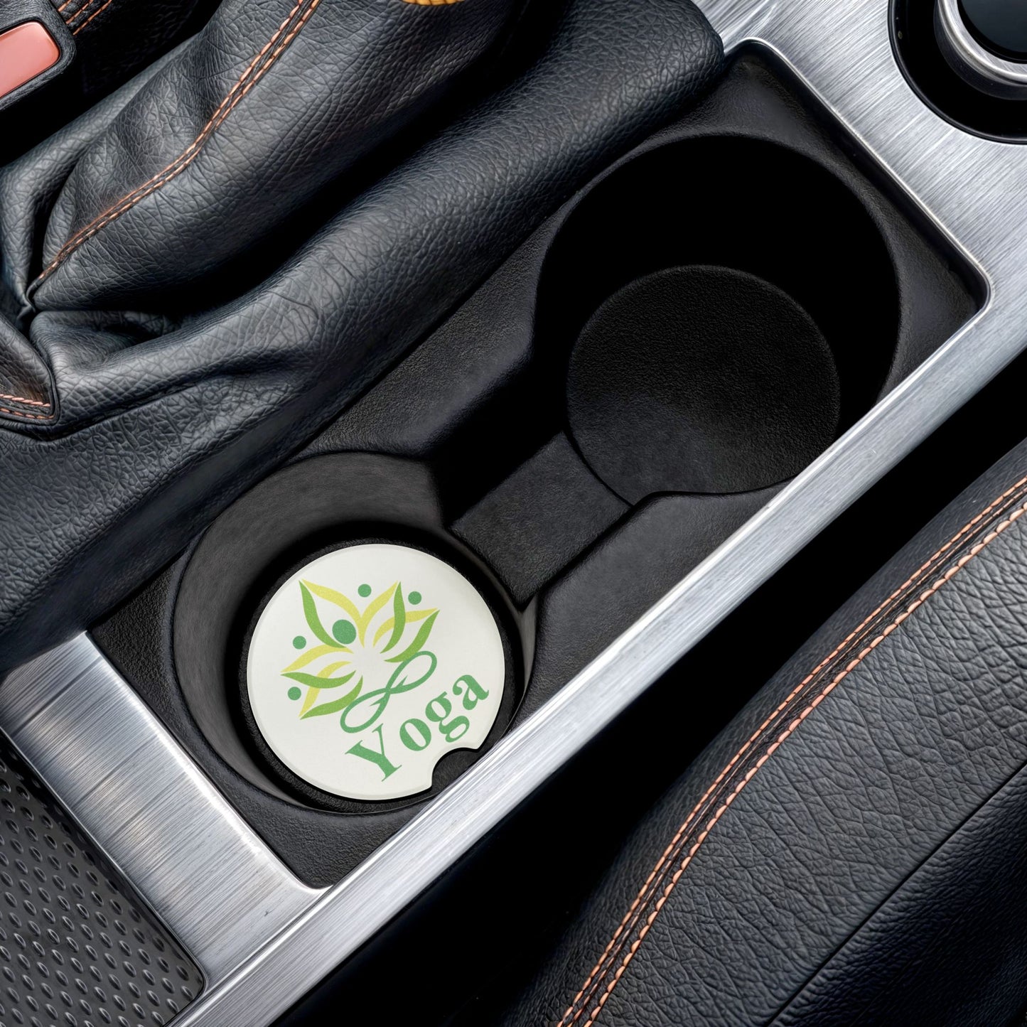 Yoga Soapstone Car Coaster – Eco Floral Lotus Car Cup Holder Insert