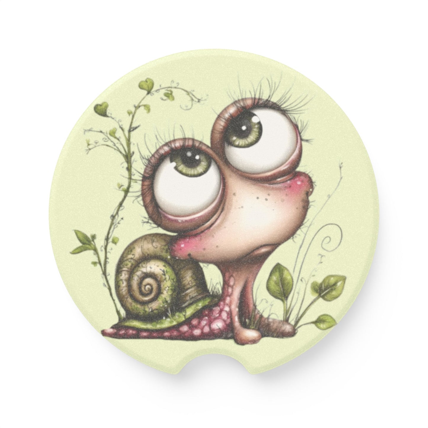 Cute Snail Car Coaster — Soapstone Drink Holder for Cars