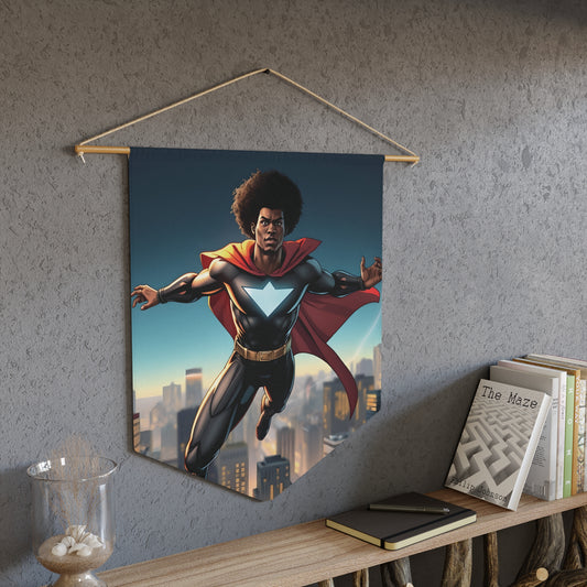 Superhero Flying Pennant — Black Hero Wall Banner