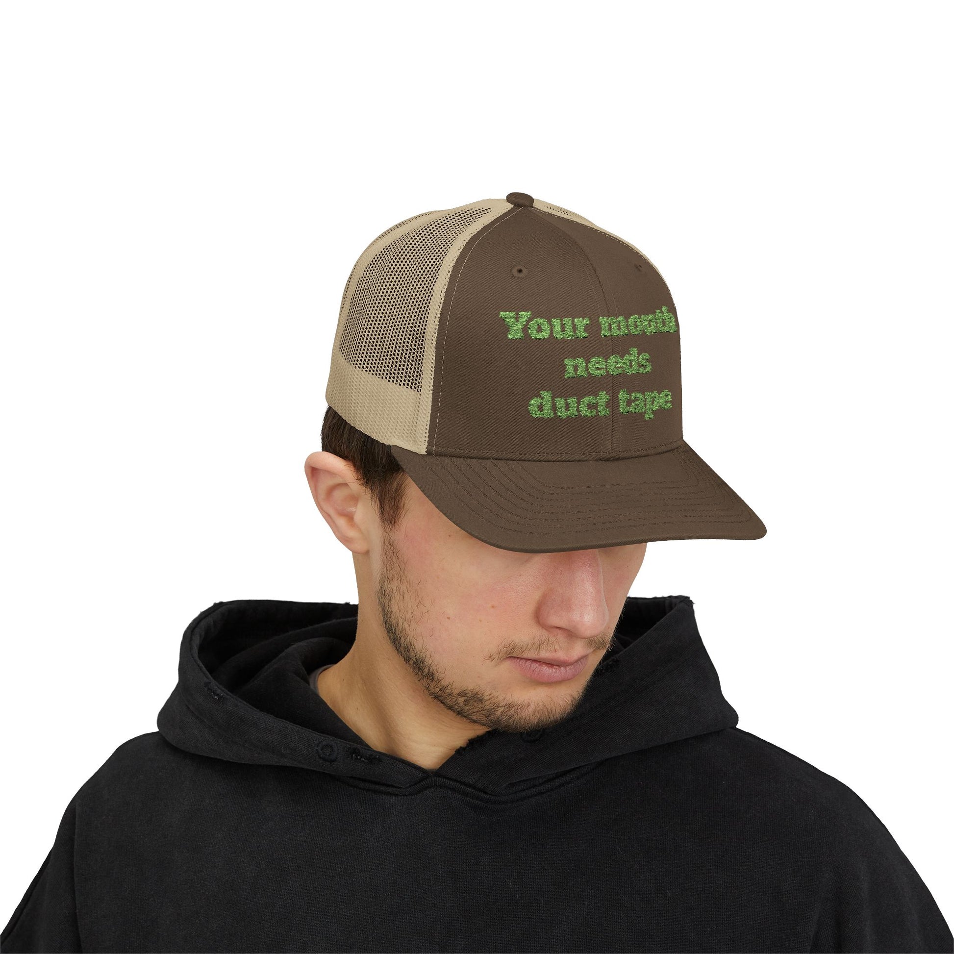 Snapback Trucker Cap--"Your Mouth Needs Duct Tape"