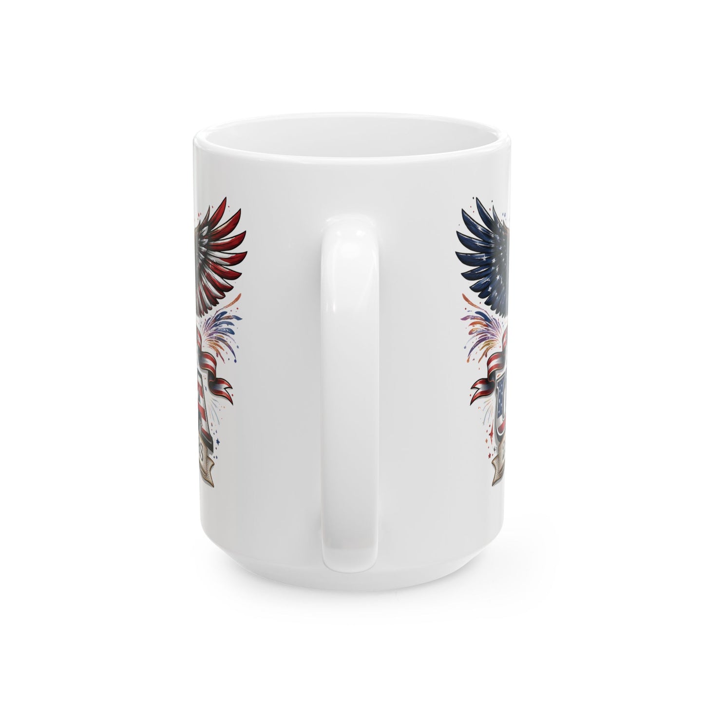 Patriotic Eagle Ceramic Mug - American Flag Wings 250 Years Coffee Cup (15oz)