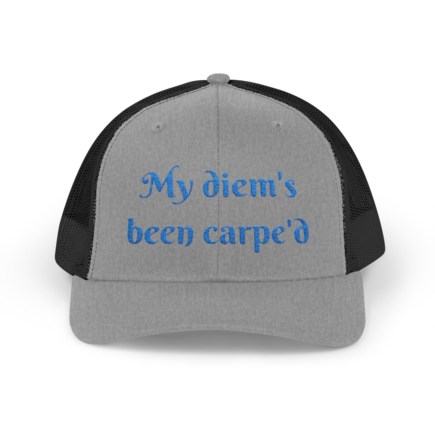 Sparkly Quote Snapback Trucker Cap-"My diem's been carpe'd"
