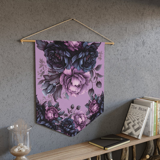 Floral Roses Pennant Wall Hanging — Purple Vintage Bouquet Banner