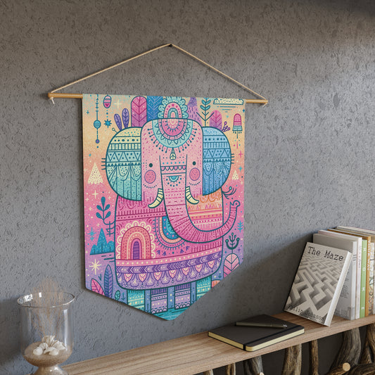 Boho Elephant Pennant Banner — Colorful Wall Hanging for Nursery & Bohemian Decor