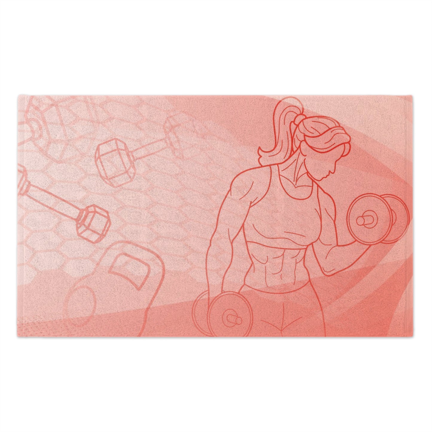 Workout Towel — 11x18 Fitness Gym Towel (Pink Dumbbell Design)
