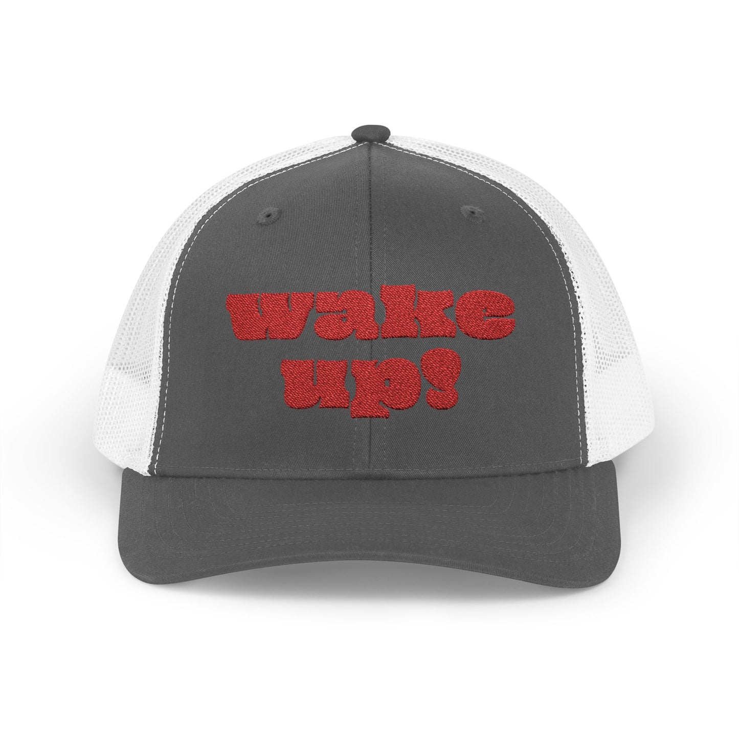 "Wake Up!" Snapback Trucker Cap, Fun Hat for Morning Motivation
