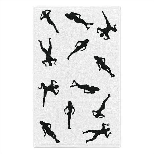 Gym Towel — Posing Female Bodybuilder Silhouettes Workout Towel (11x18)