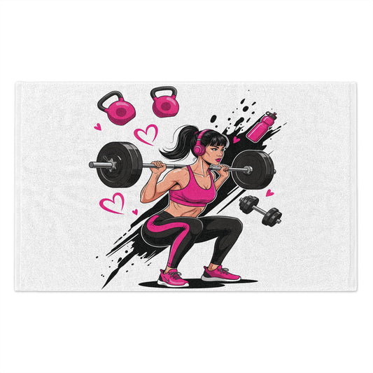 Fitness Towel — Pink Girl Power Weightlifting Design (11x18)