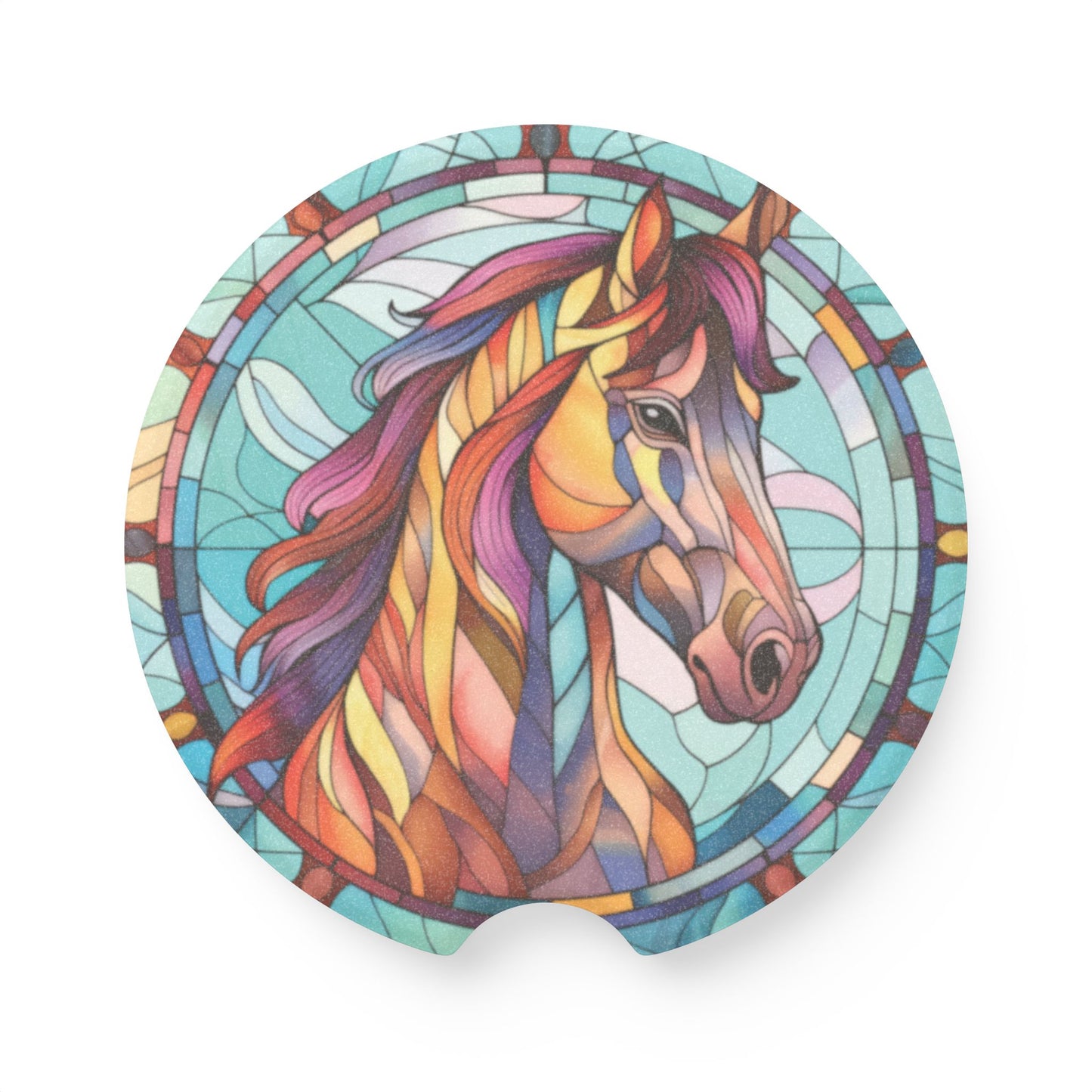 Horse Stained Glass Soapstone Car Coaster — Decorative Cup Coaster