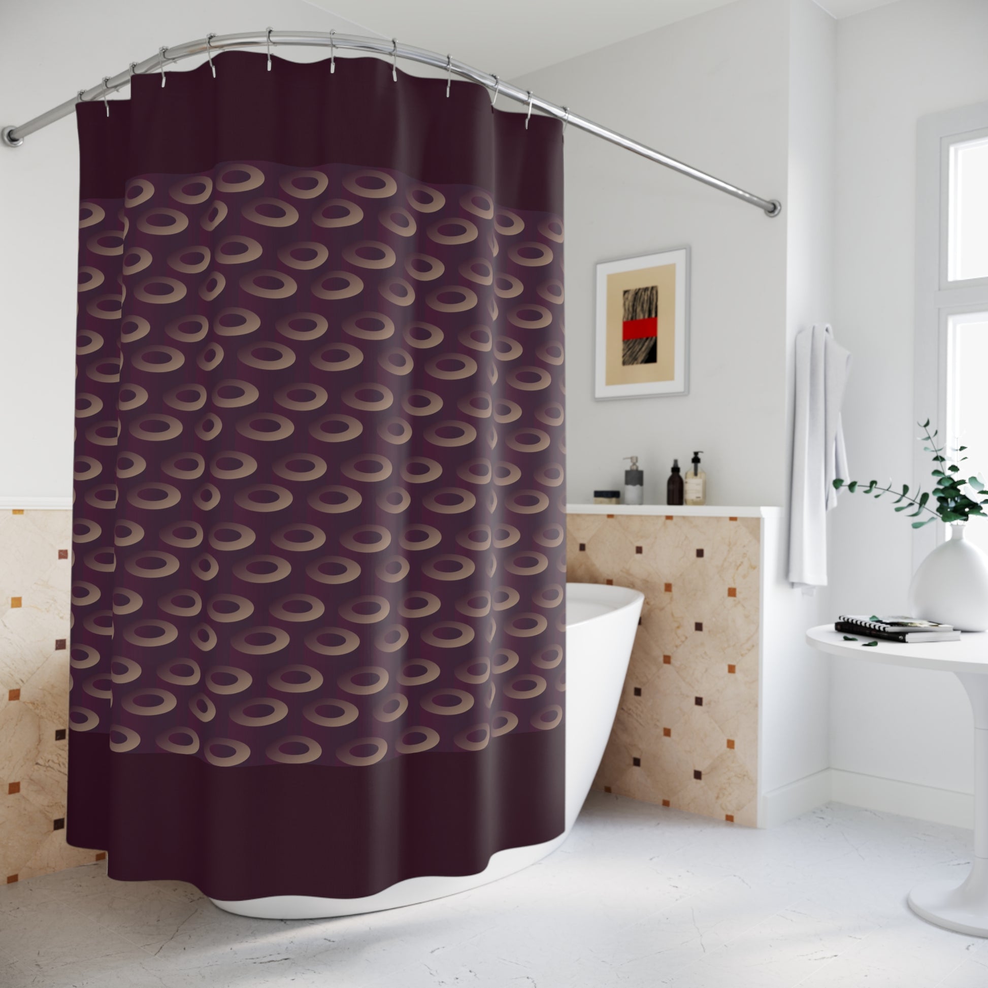 Wine Colored Abstract Shower Curtain