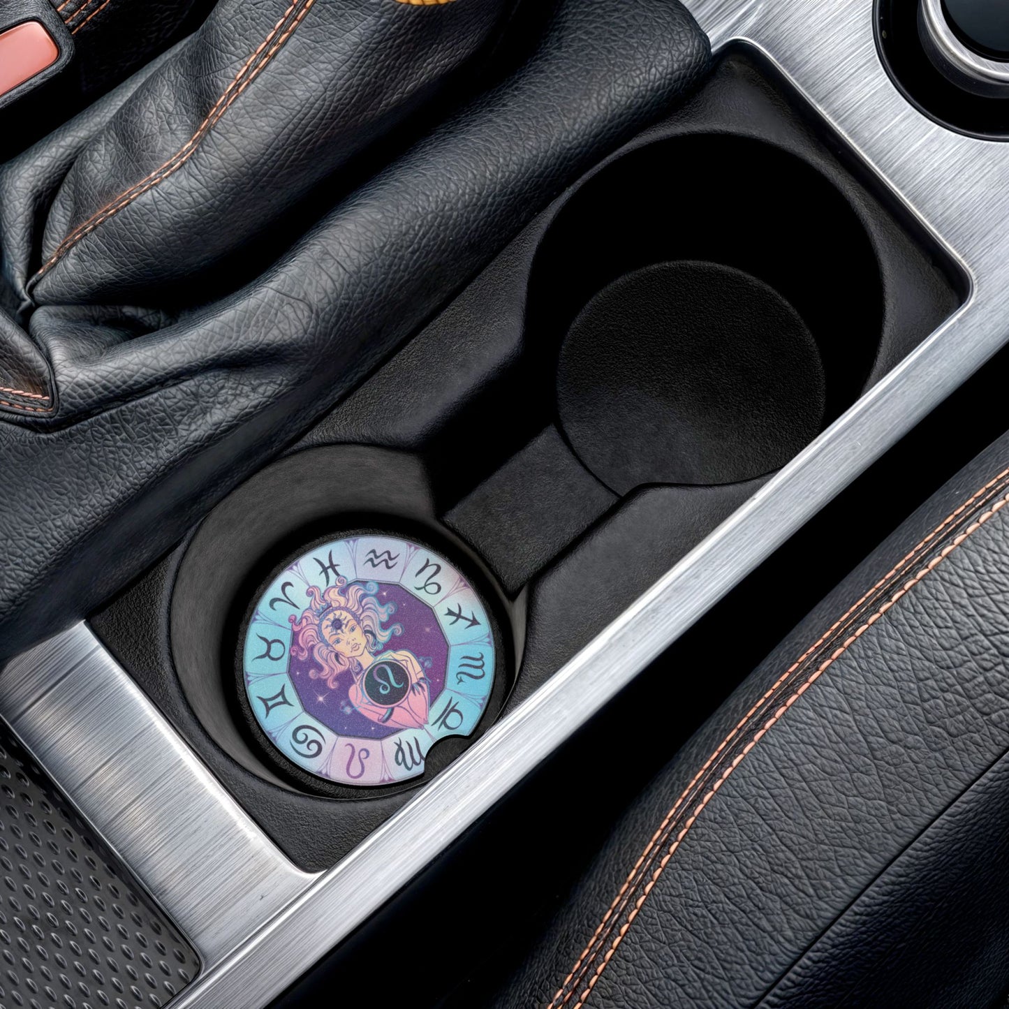 Zodiac Leo Car Coaster — Astrological Soapstone Drink Holder