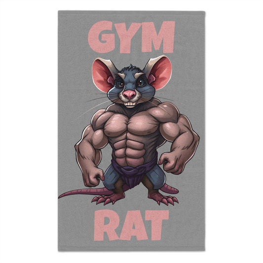 Gym Rat Workout Towel — 11x18 Motivational Workout Gym Towel with Muscular Rat Design