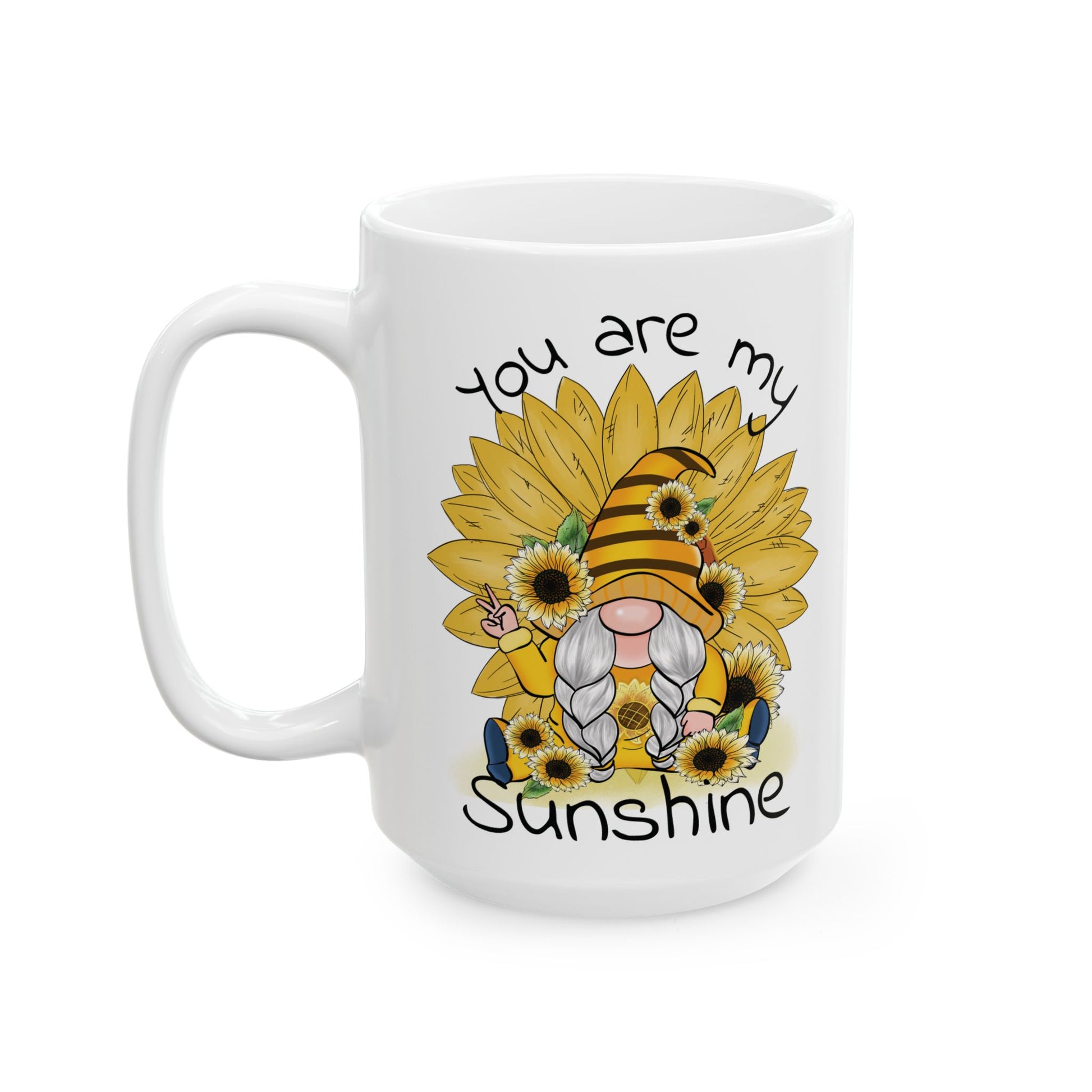 Sunflower Gnome Ceramic Mug - "You Are My Sunshine"