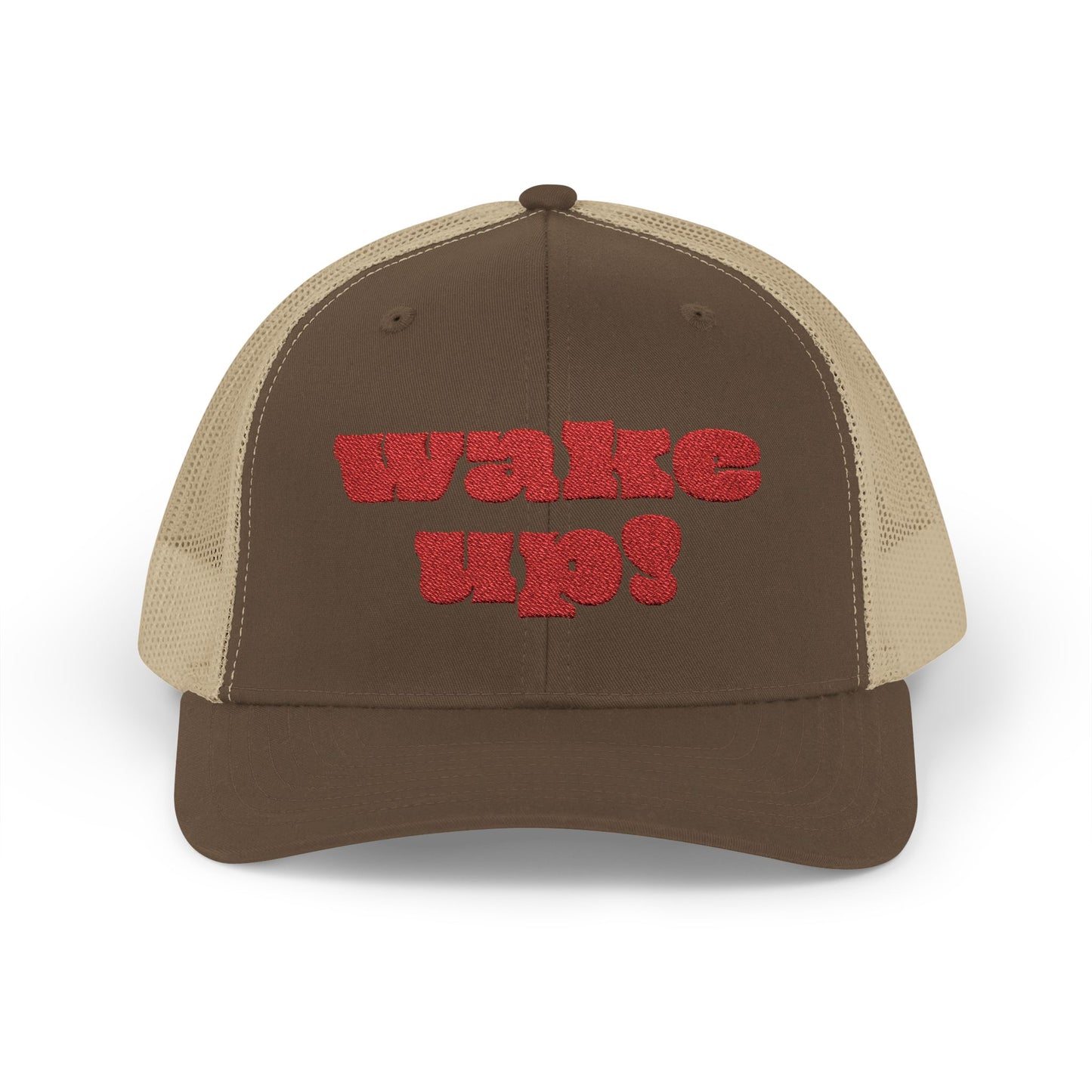"Wake Up!" Snapback Trucker Cap, Fun Hat for Morning Motivation