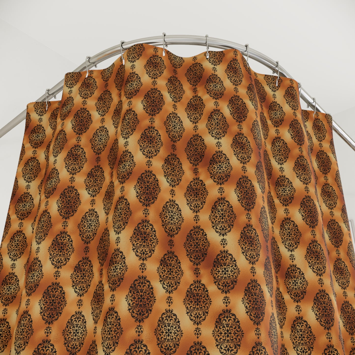 Damask Shower Curtain-Copper Black