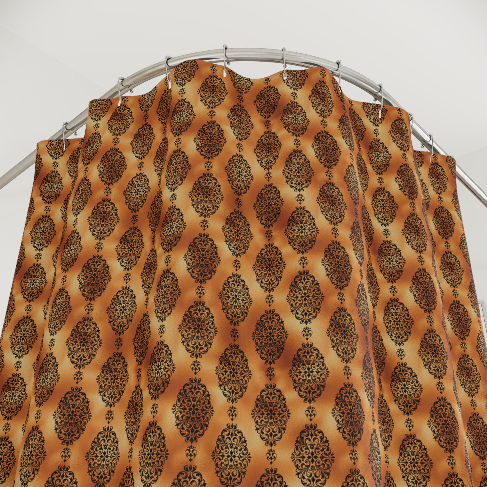 Damask Shower Curtain-Copper Black