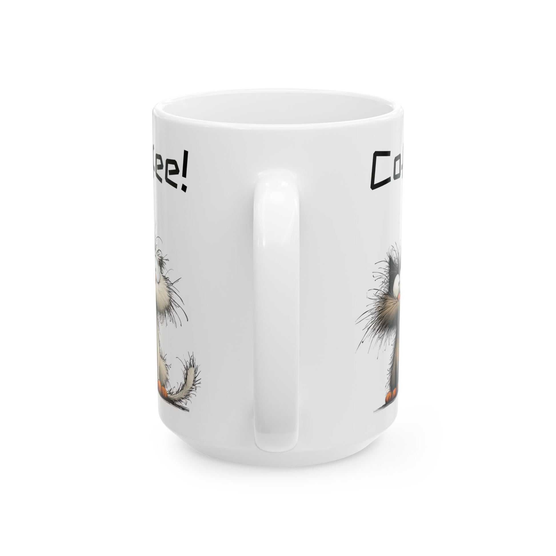 Funny Cats Ceramic Mug – 'More Coffee!' Cute Cartoon Cat Coffee Cup (15oz)