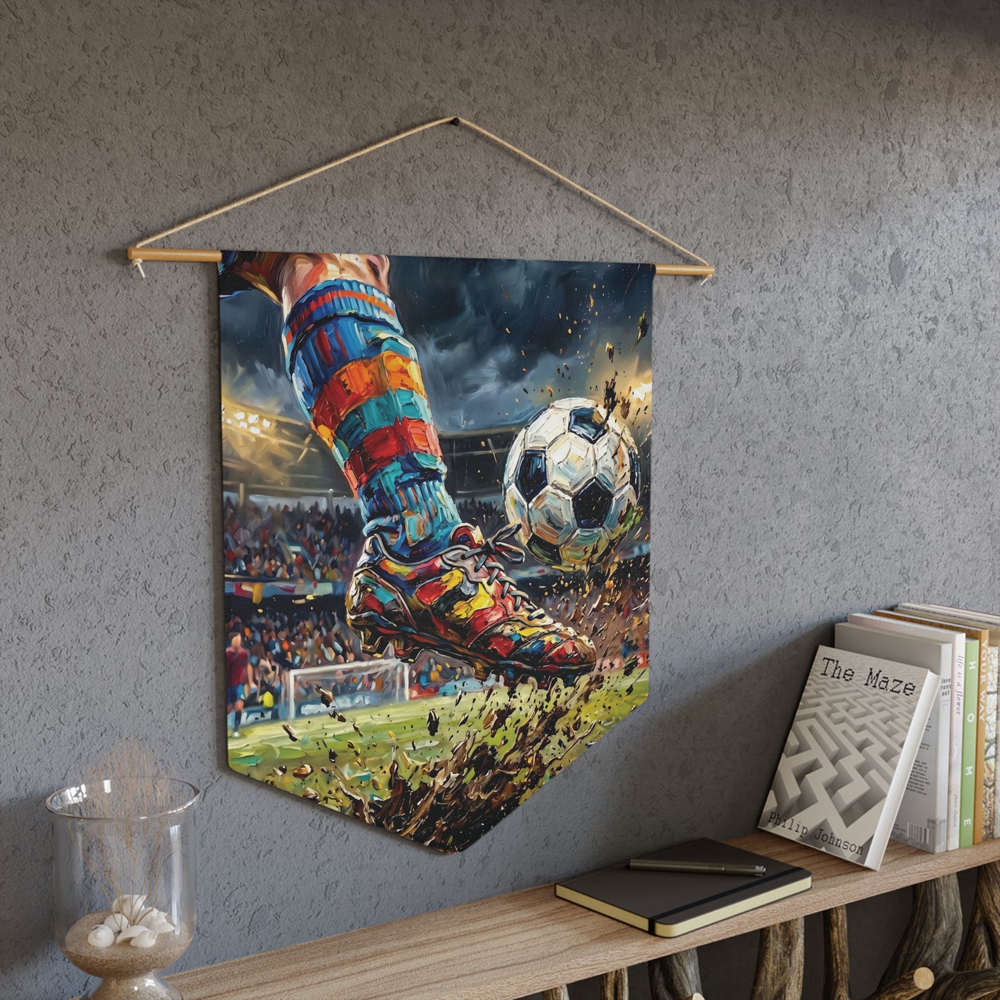 Soccer Kick Pennant — Dynamic Stadium Football Wall Banner