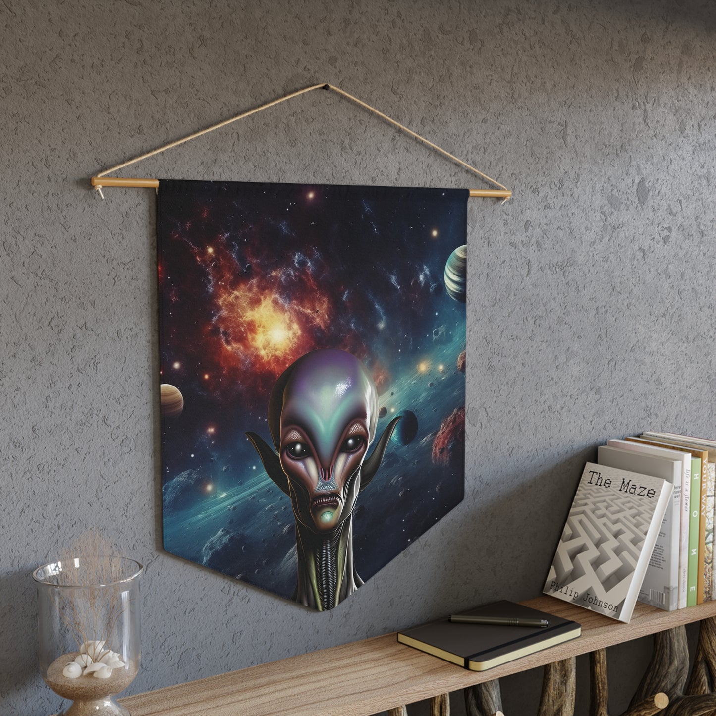 Alien Space Pennant Banner — Cosmic Extraterrestrial Wall Decor