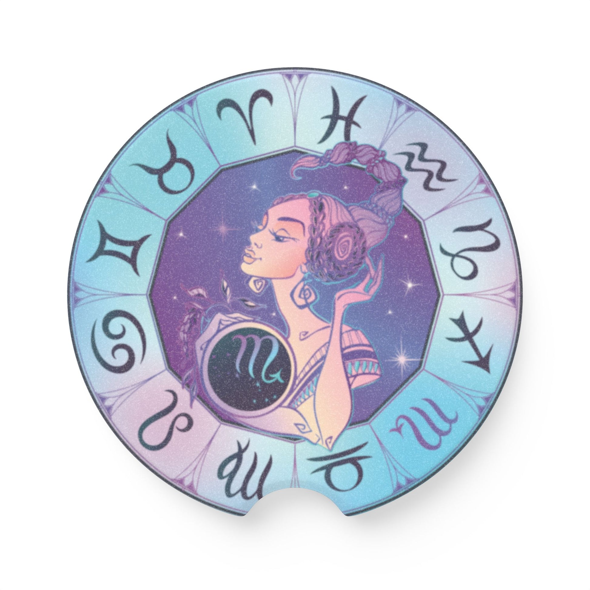 Zodiac Scorpio Soapstone Car Coaster — Pastel Astrology Cup Holder Insert