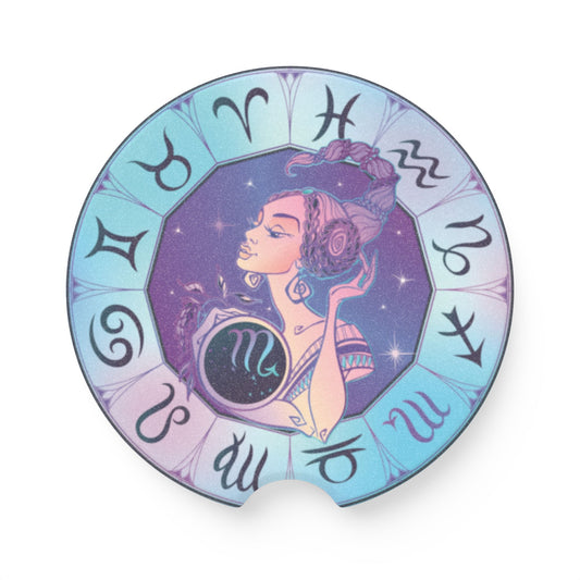Zodiac Scorpio Soapstone Car Coaster — Pastel Astrology Cup Holder Insert