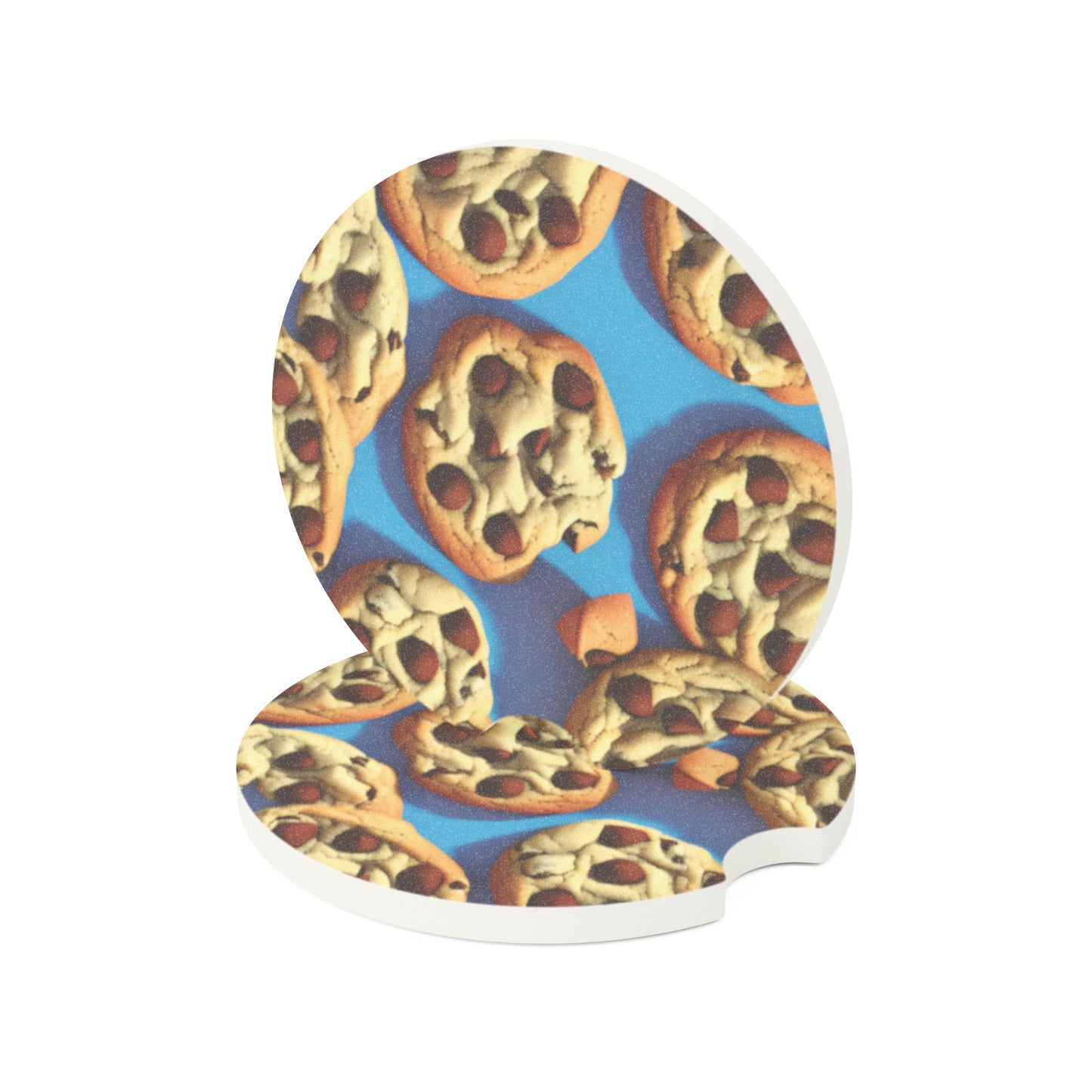 Cookie Pattern Soapstone Car Coaster — Chocolate Chip Cookie Cup Holder Protector