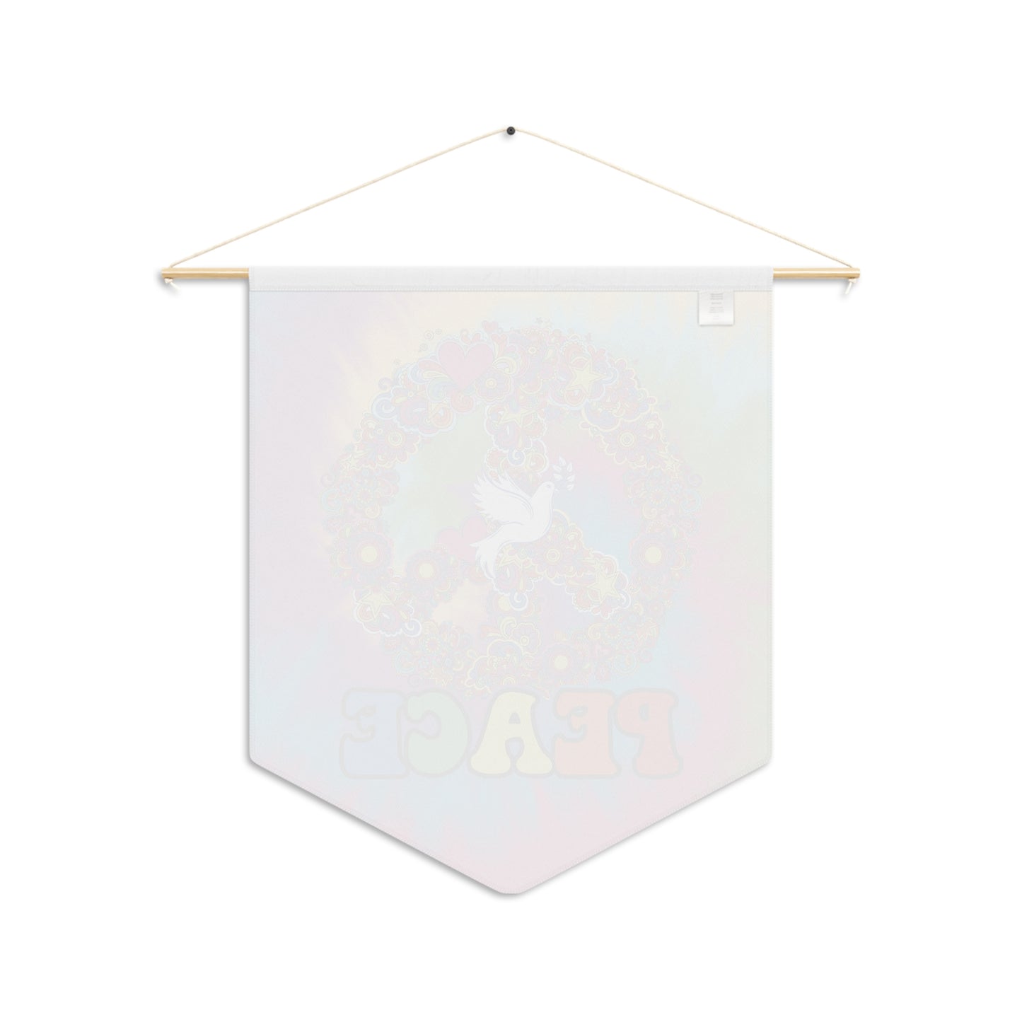 Tie-Dye Peace Sign Pennant Wall Banner — Hippie Floral Dove Home Decor