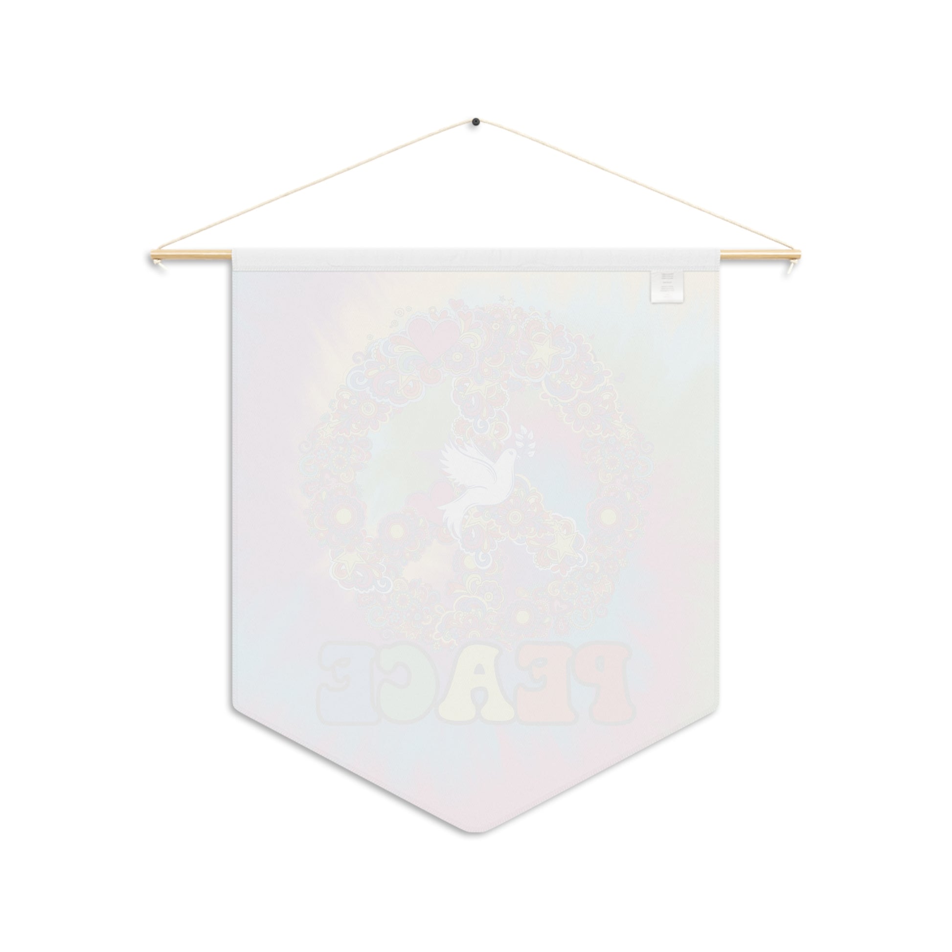Tie-Dye Peace Sign Pennant Wall Banner — Hippie Floral Dove Home Decor