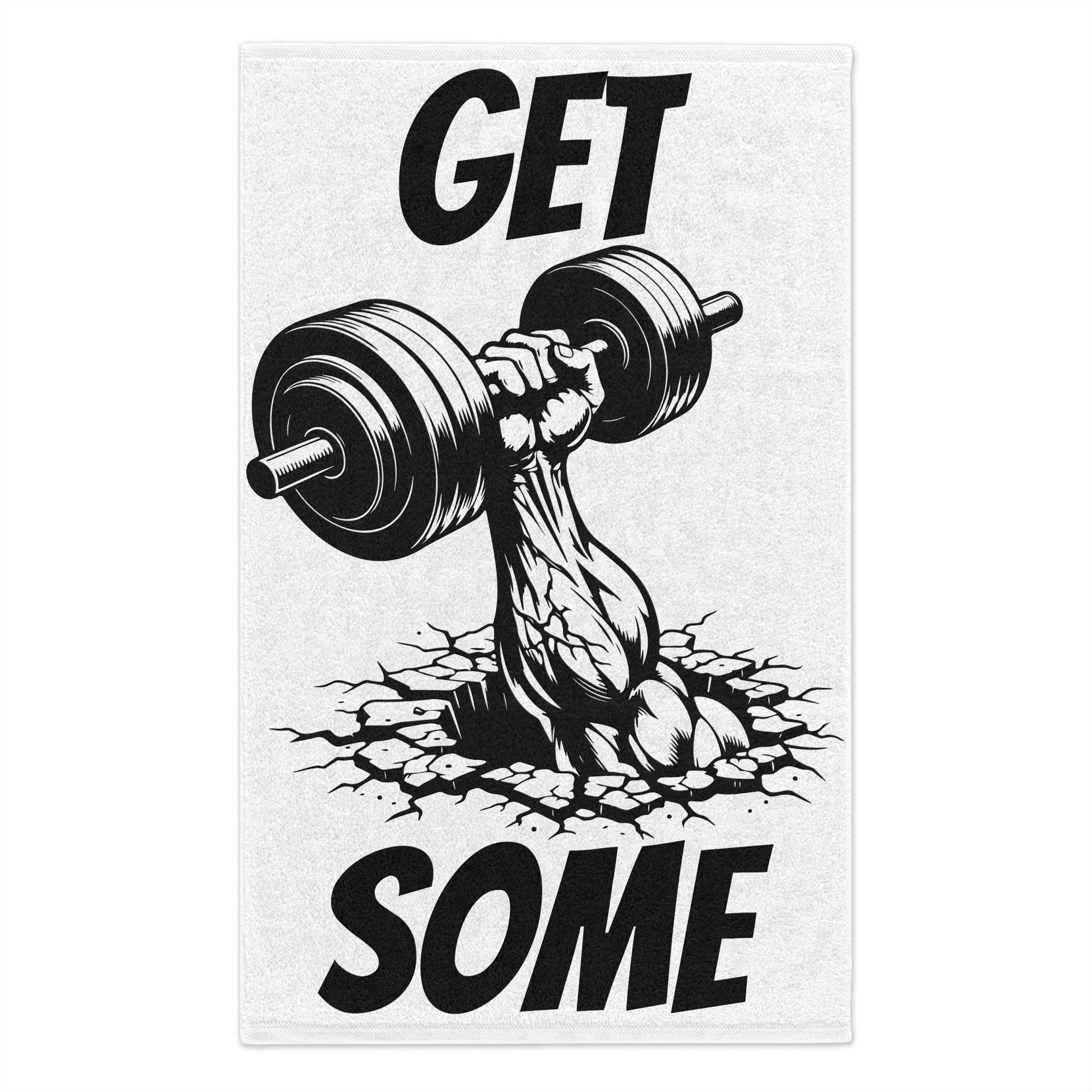 Get Some Gym Towel — Gym Workout Hand Towel with Dumbbell Arm Design (11×18)