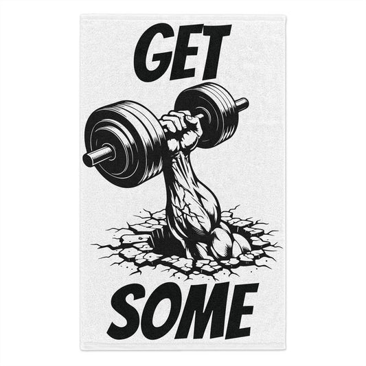 Get Some Gym Towel — Gym Workout Hand Towel with Dumbbell Arm Design (11×18)