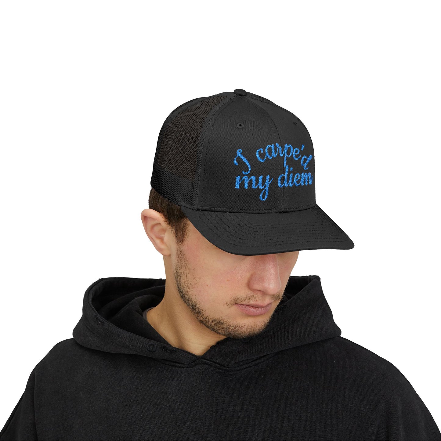 Snapback Trucker Cap-Humorous "I Carpe'd My Diem"