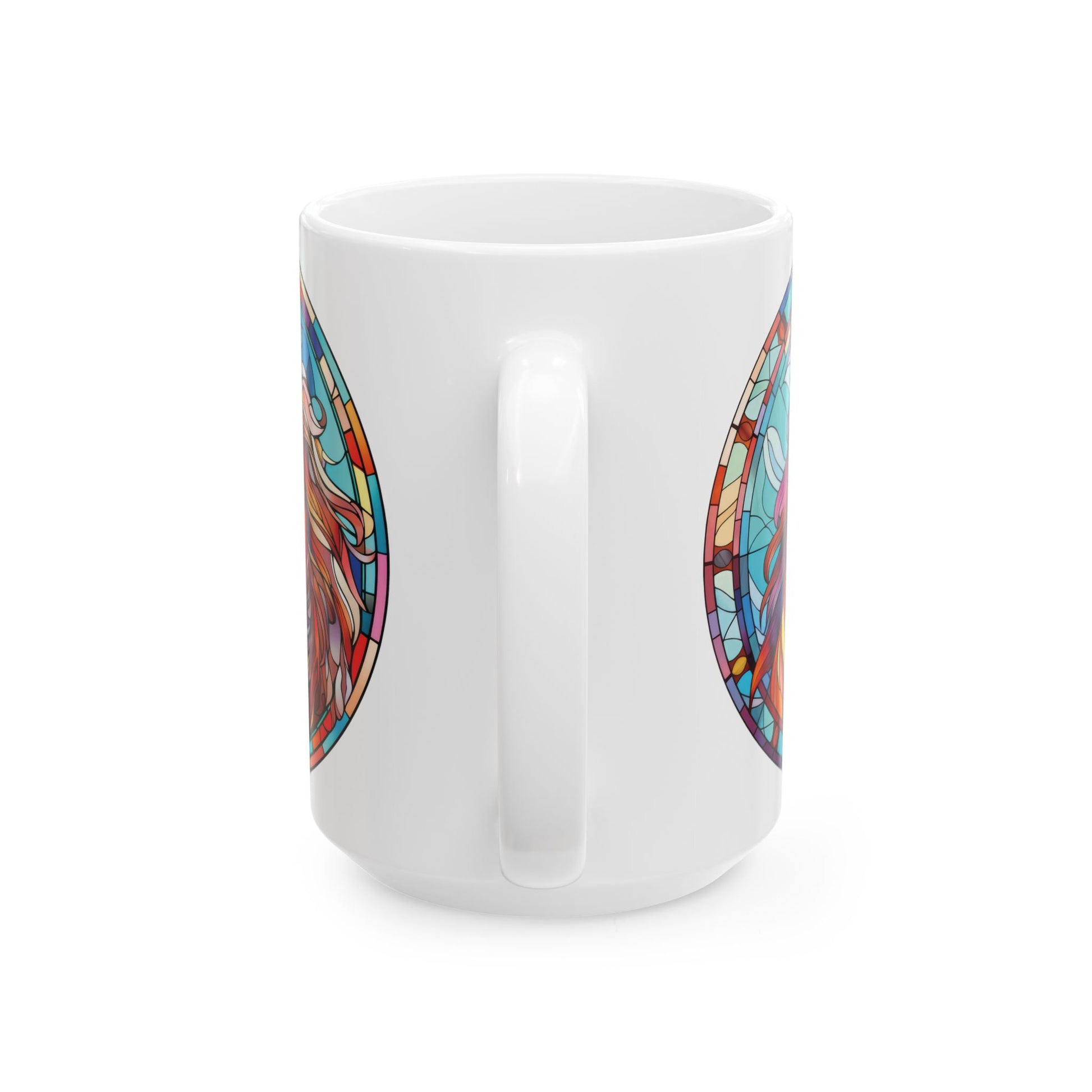 Stained Glass Horse Ceramic Mug – Colorful Equestrian Art Coffee Cup (15oz)